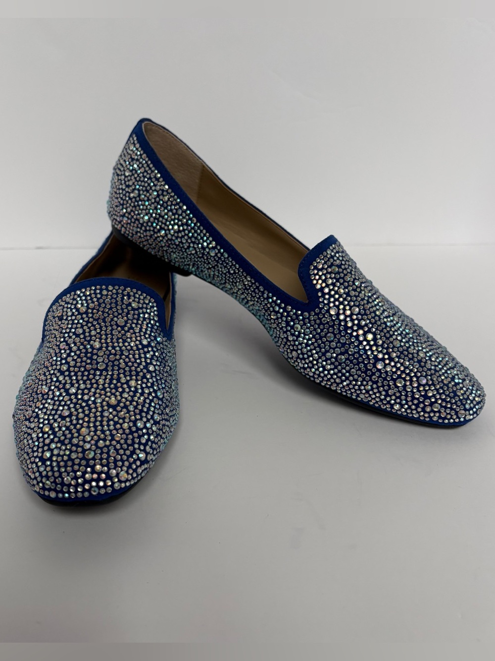 Enzo Angiolini Crystal Rhinestone Loafer Slip-On Flats - Blue - Women’s Size 6